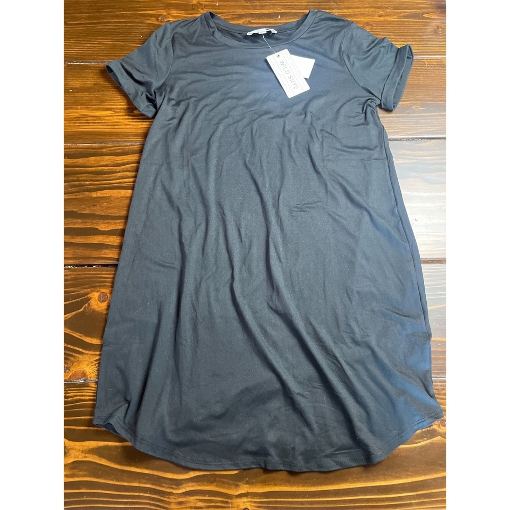 Wild Skye Tunic Womens, Large, Black, Short Sleeve, Crew-neck, Pullover Tee, New